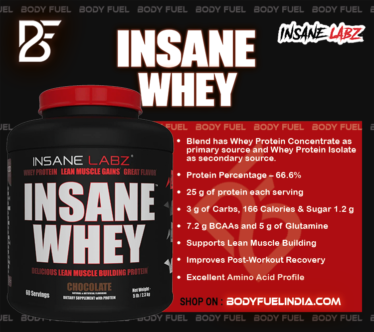 Insane Labz Insane Whey, Whey Protein, Body Fuel India- No.1 Brand Authorized Supplement Store