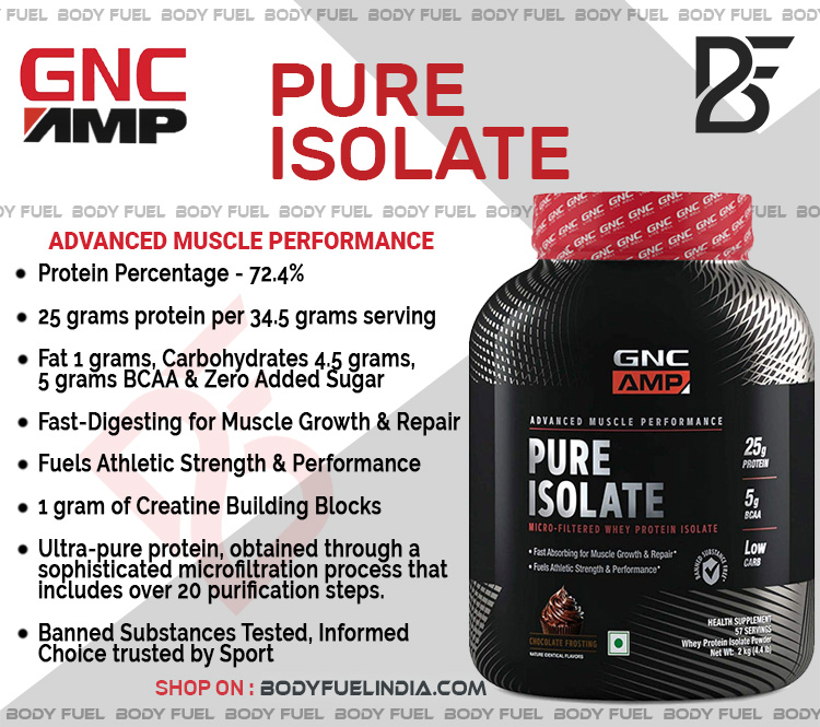 GNC AMP Pure Isolate Protein, Whey Protein Isolate, Body Fuel India's no.1 Authentic Online Supplement Store