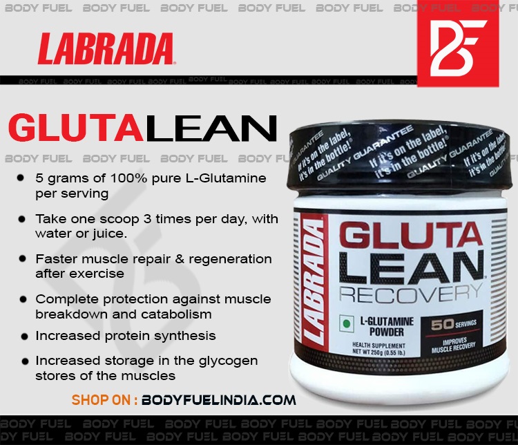 Labrada Gluta lean Recovery, Ergogenics, Body Fuel India's no.1 Authentic Online Supplement Store.