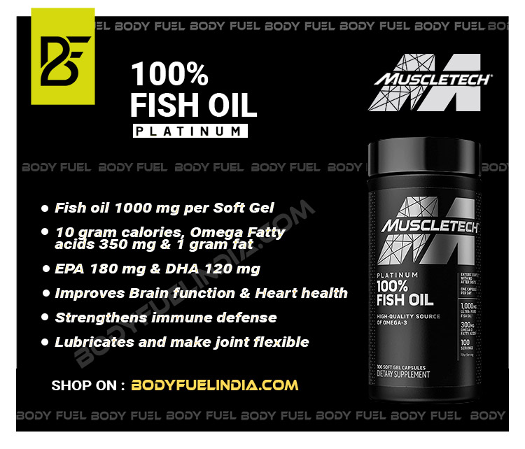 MuscleTech Platinum 100% Fish Oil Omega 3, Vitamins & Supplements, Body Fuel India