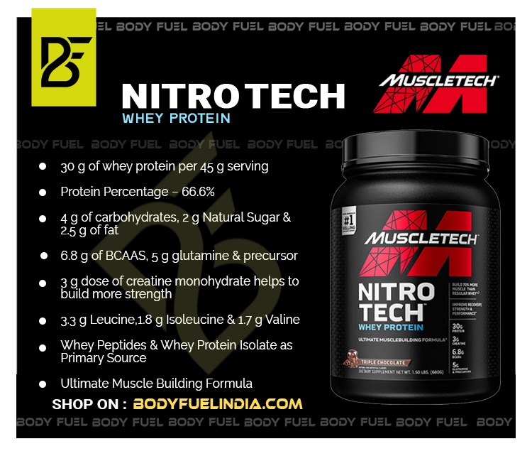 MuscleTech NitroTech Performance Series, Whey Protein, Body Fuel India