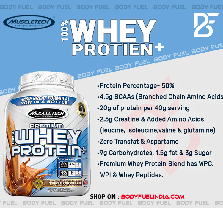 MuscleTech Premium Whey Protein Plus, Whey protein, Body Fuel India