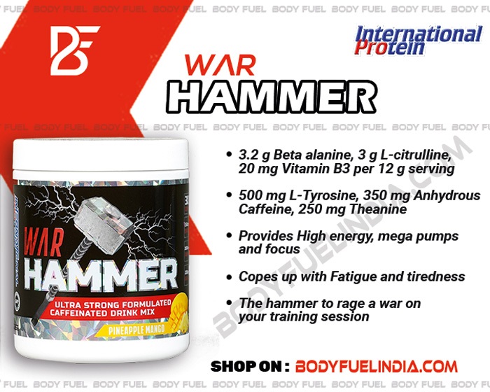 International Protein War Hammer Pre Workout, Ergogenics, Body Fuel India