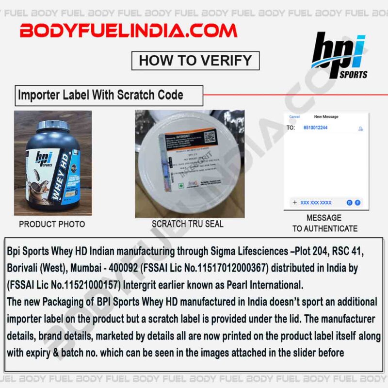 BPI Sports Whey HD, how to verify, Body Fuel India